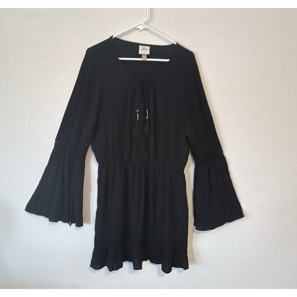 Knox Rose Dress Womens XXL Black Boho Bell Sleeve‎ Peasant Festival Concert